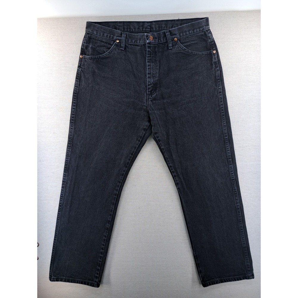 Wrangler 13MWZ Jeans Men 36x30 Cowboy Cut Black Denim Pants Western 13MWZWK W35"